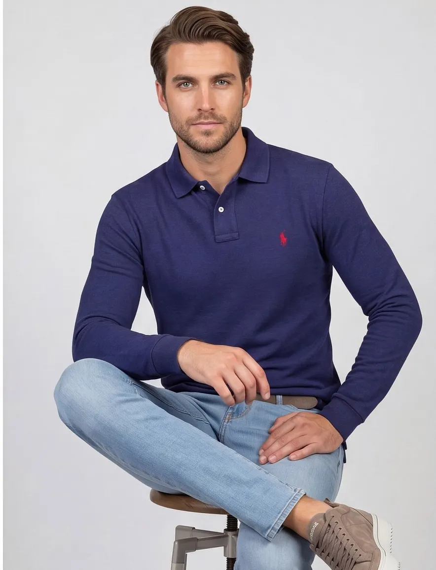 Polo Ralph Lauren polo lange mouw donkerblauw