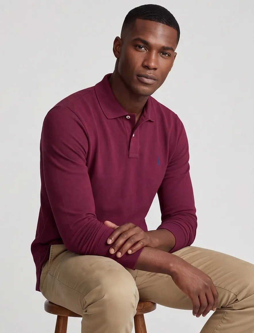 Polo Ralph Lauren polo lange mouw rood 2-knoops