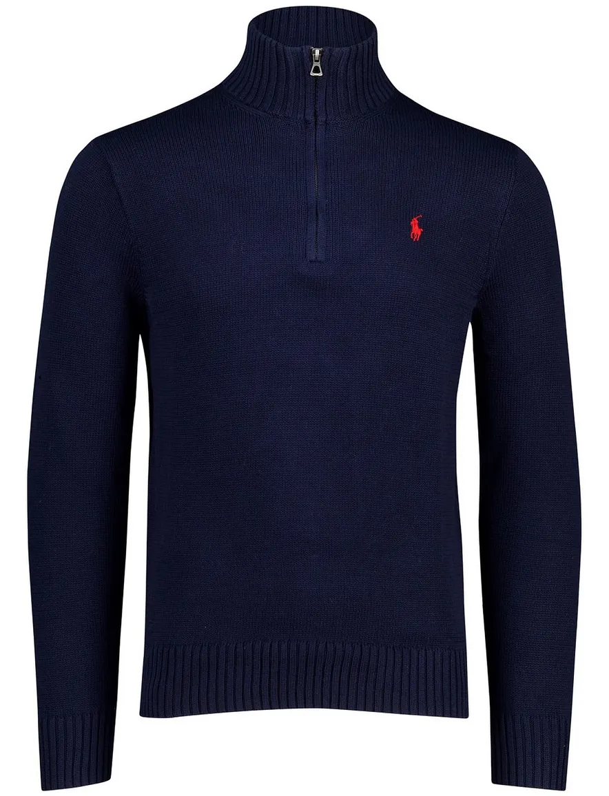 Polo Ralph Lauren trui effen navy half zip normale fit