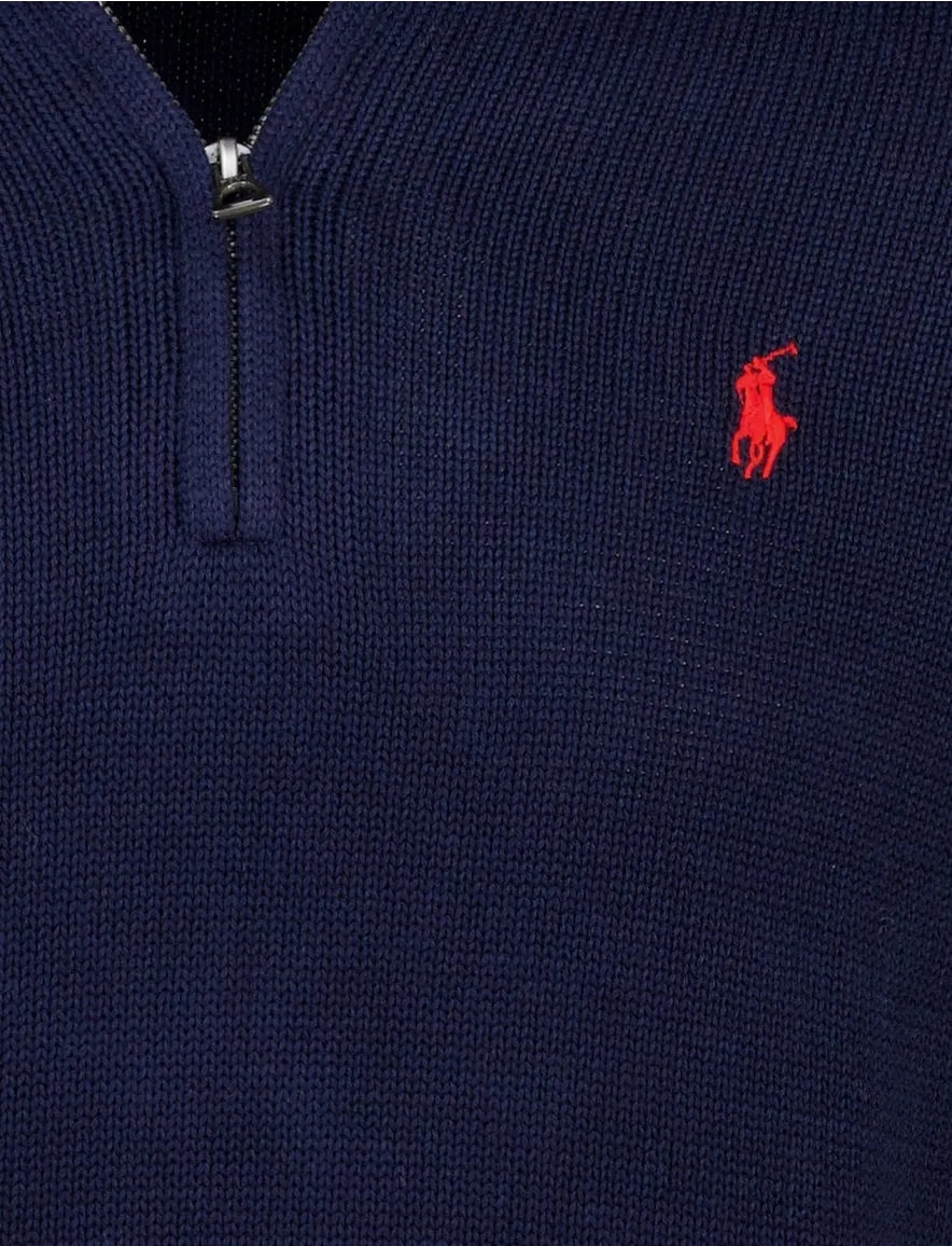 Polo Ralph Lauren trui effen navy half zip normale fit