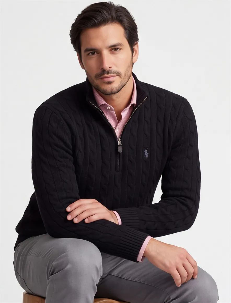 Polo Ralph Lauren Classic Fit trui zwart effen wol