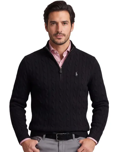 Polo Ralph Lauren Polo Ralph Lauren Classic Fit trui zwart effen wol