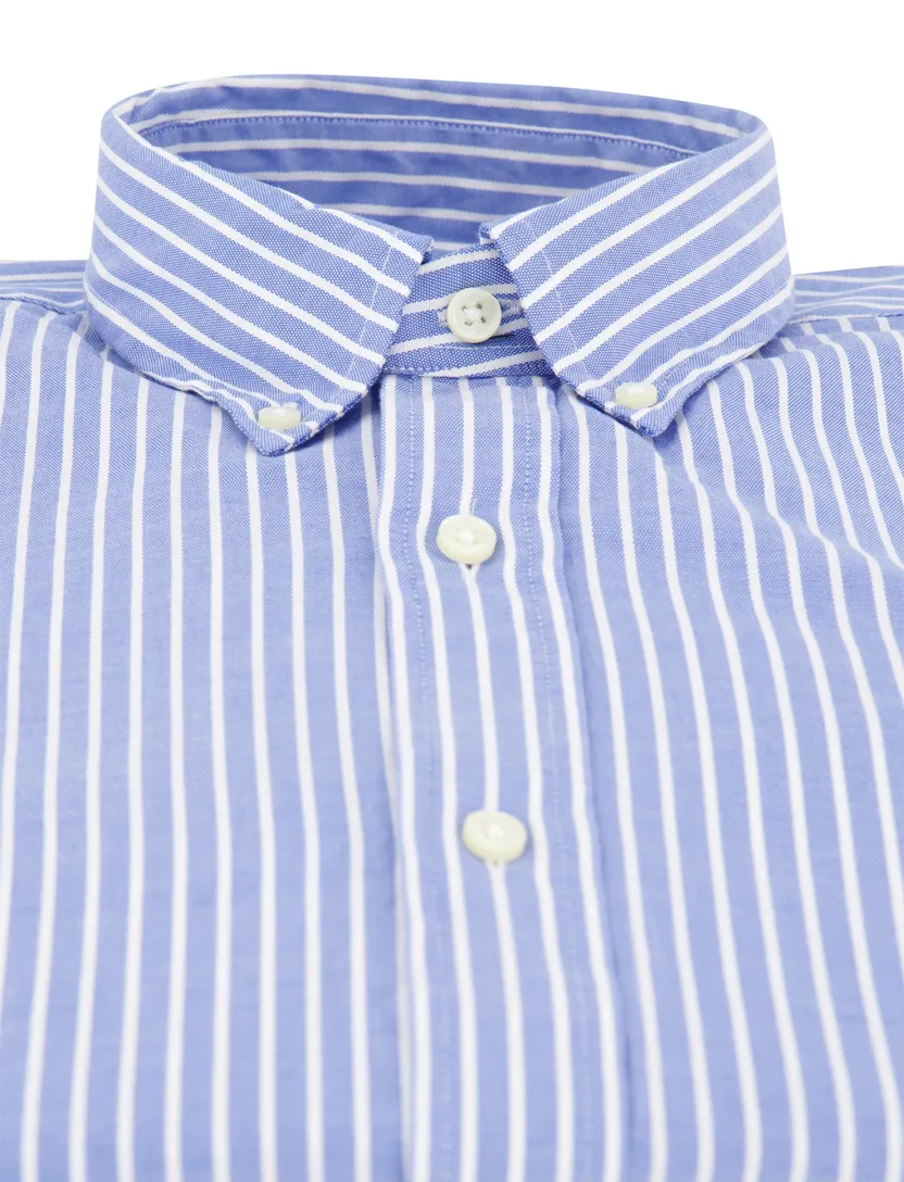 Polo Ralph Lauren overhemd middenblauw gestreept custom fit