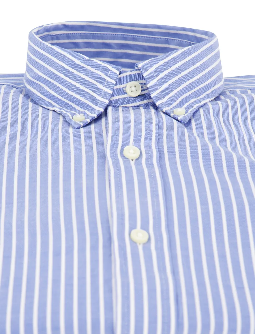Polo Ralph Lauren overhemd middenblauw gestreept lange mouw