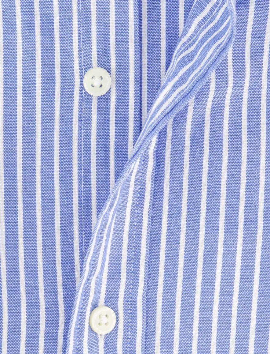 Polo Ralph Lauren overhemd middenblauw gestreept lange mouw