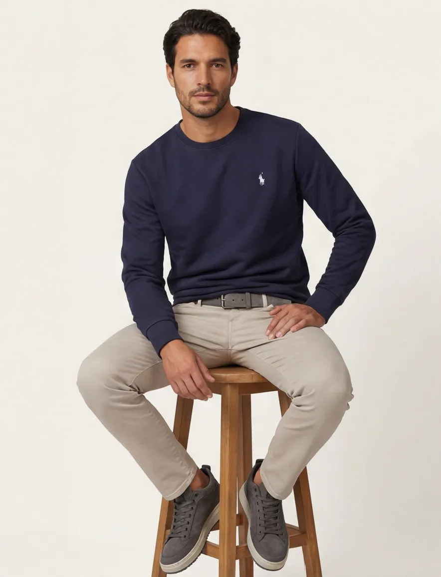Polo Ralph Lauren sweater zwart effen wijde fit