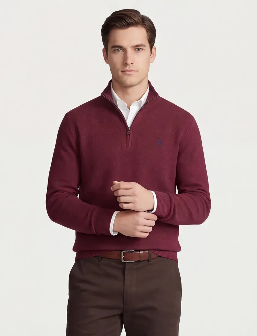Trui Polo Ralph Lauren half zip classic fit rood