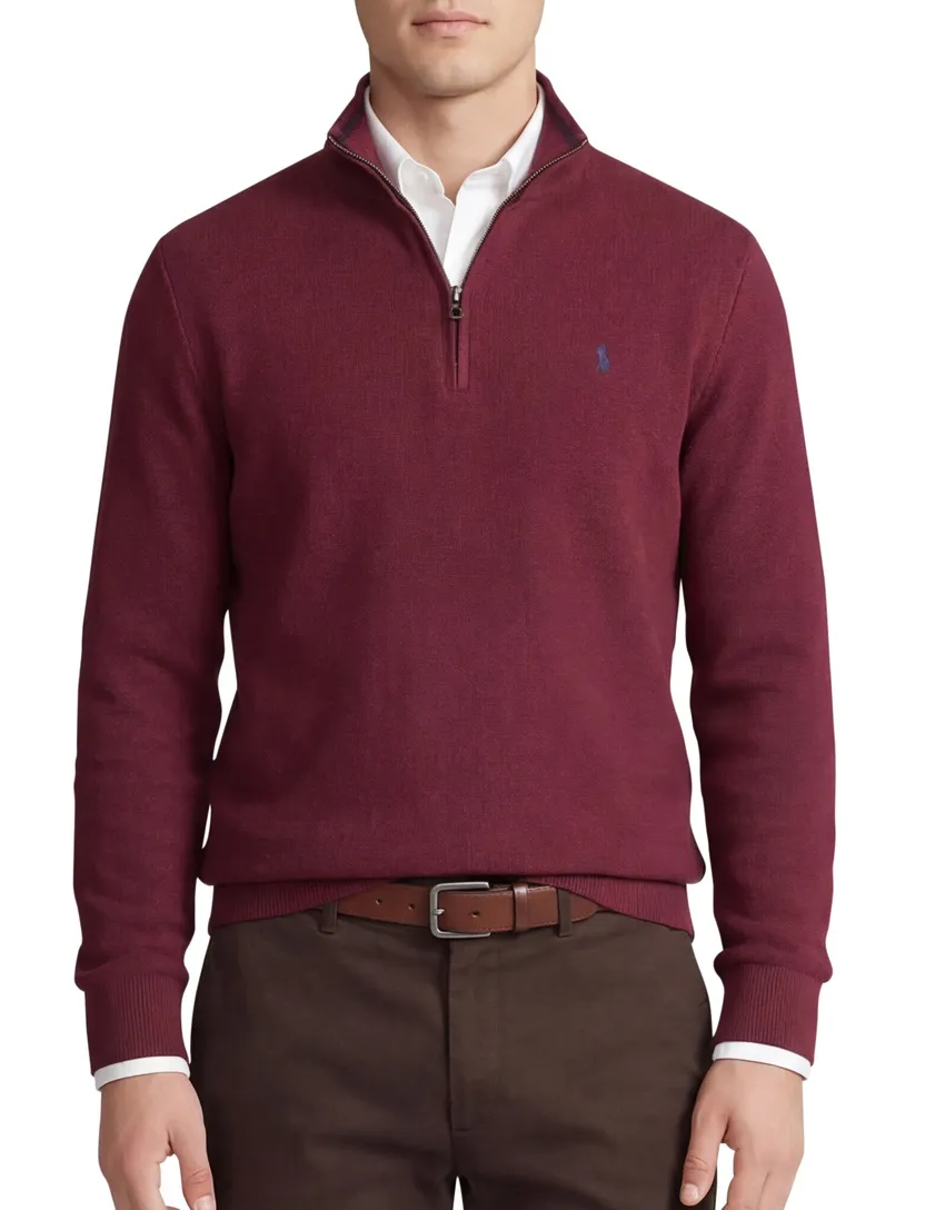Trui Polo Ralph Lauren half zip classic fit rood