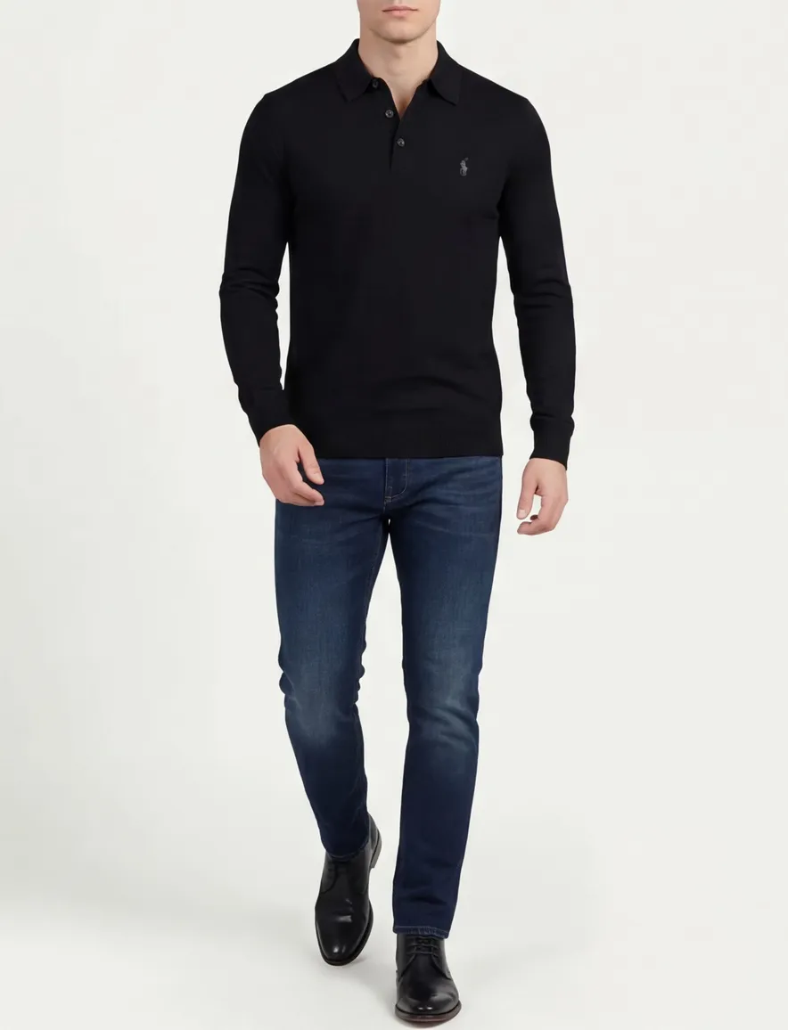 Polo Ralph Lauren trui Classic zwart 3 knoops wol