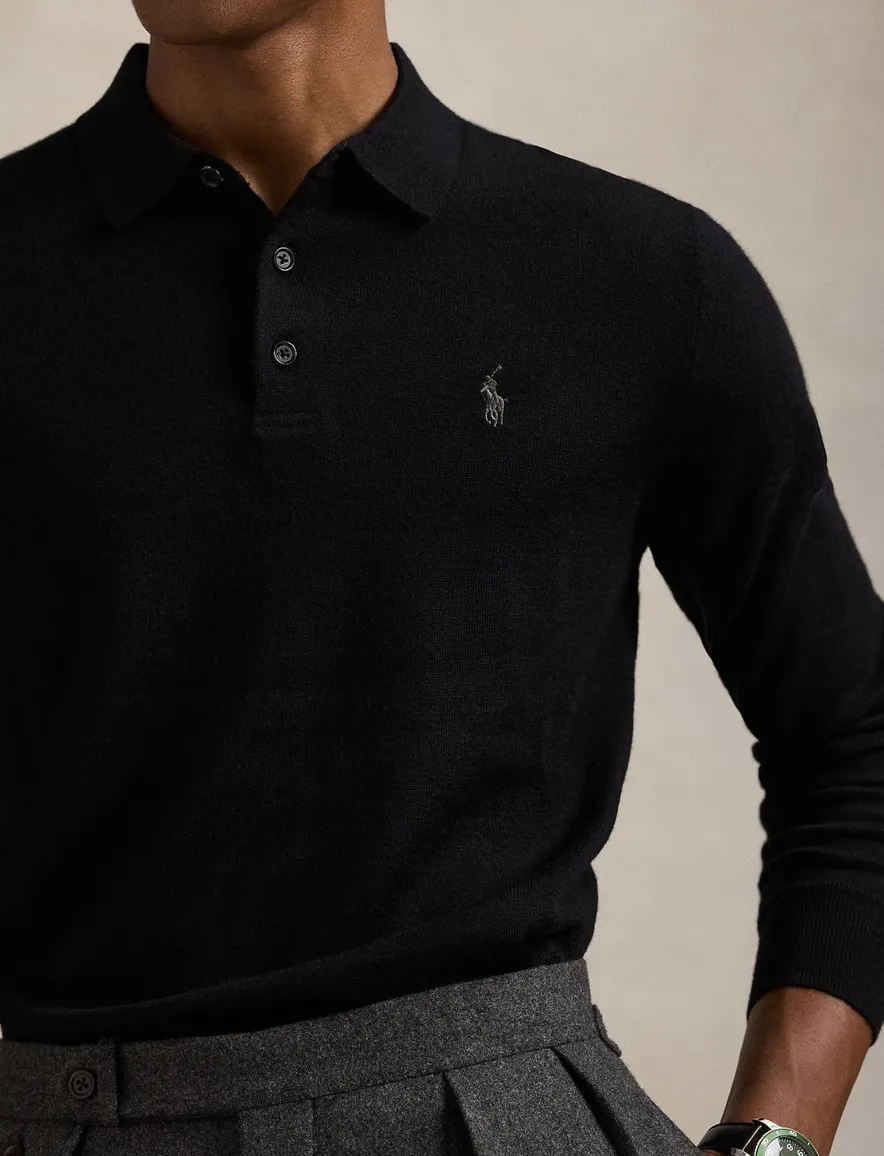 Polo Ralph Lauren trui Classic zwart 3 knoops wol