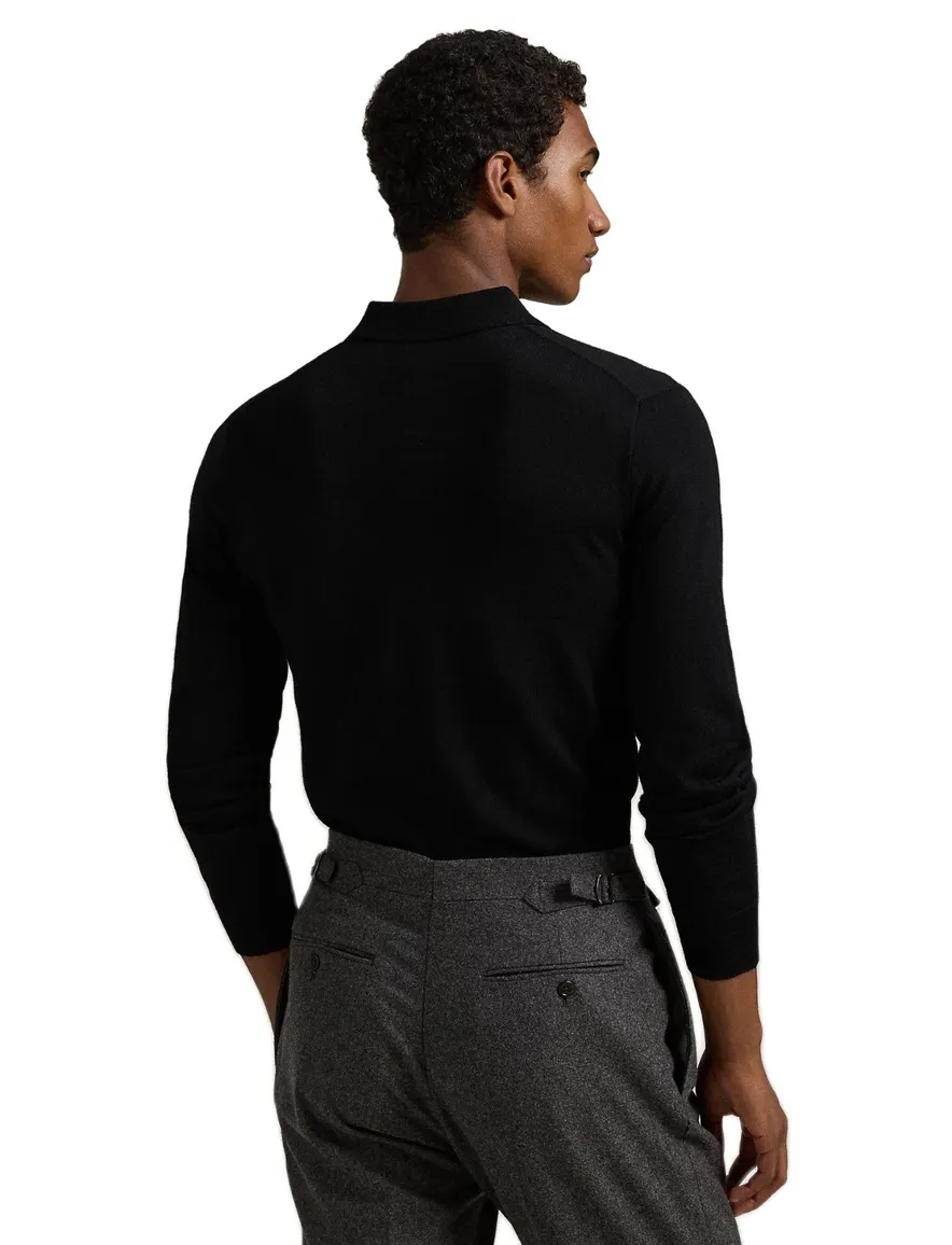 Polo Ralph Lauren trui Classic zwart 3 knoops wol