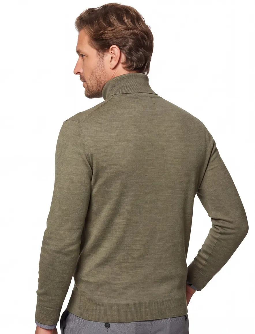 Polo Ralph Lauren trui groen gemeleerd coltrui merinowol