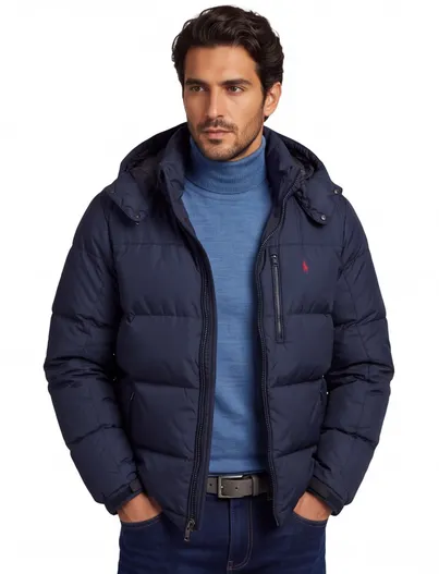 Polo Ralph Lauren winterjas Polo Ralph Lauren donkerblauw met capuchon