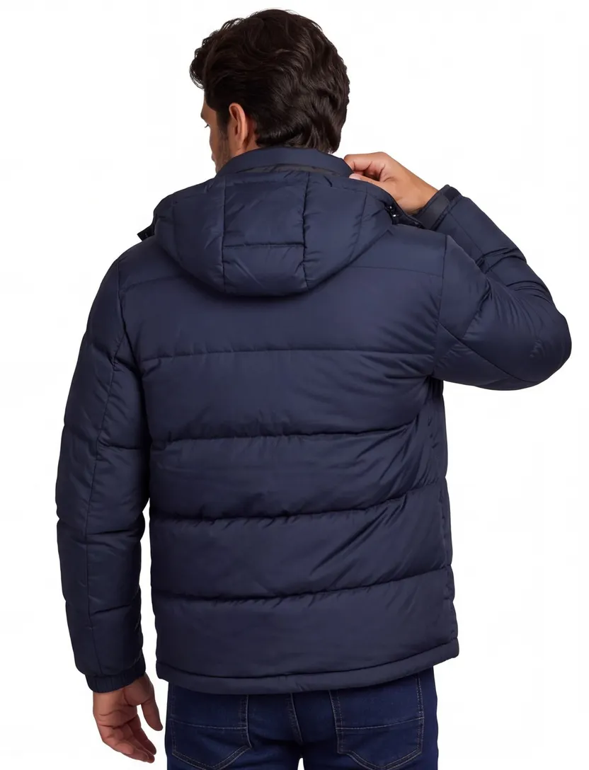 winterjas Polo Ralph Lauren donkerblauw met capuchon