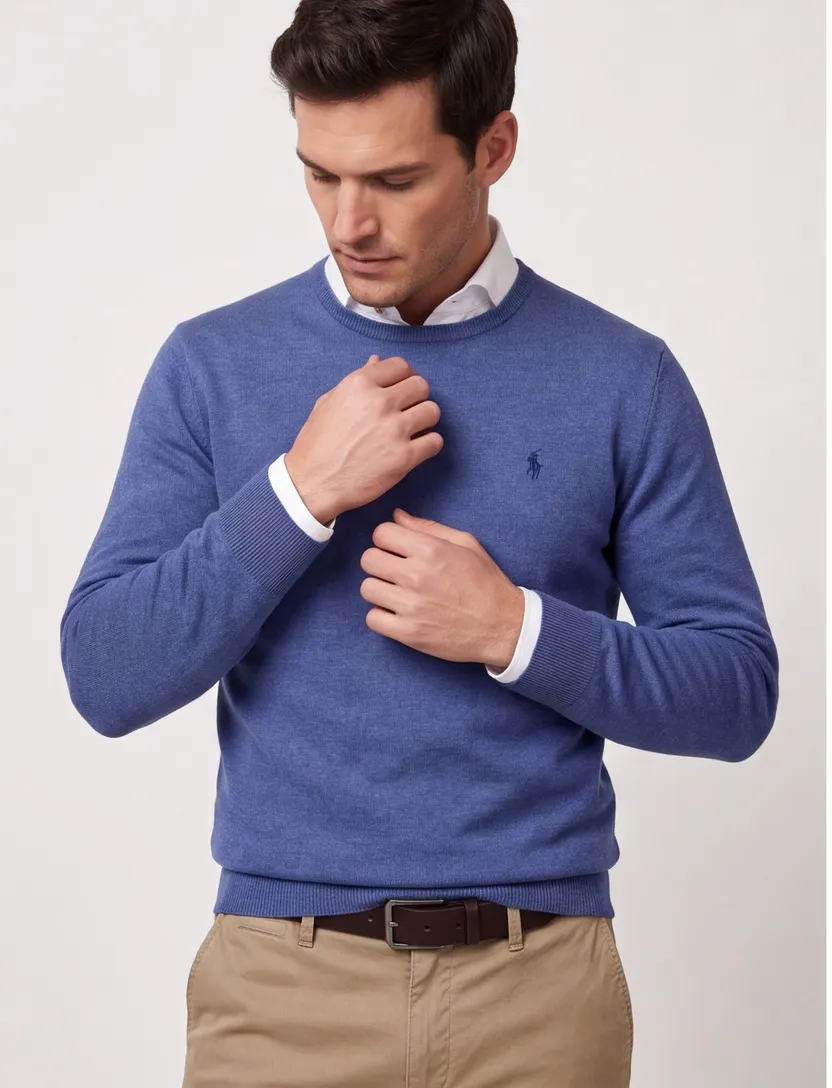 Polo Ralph Lauren trui blauw Classic gemeleerd wol