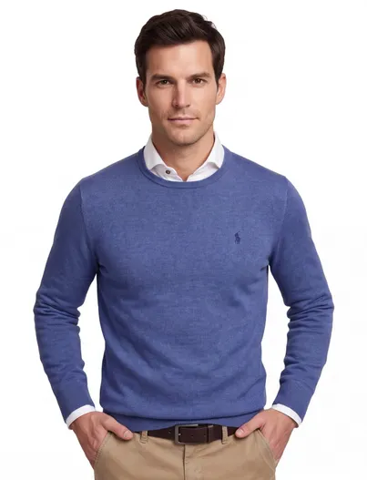 Polo Ralph Lauren Polo Ralph Lauren trui blauw Classic gemeleerd ronde hals