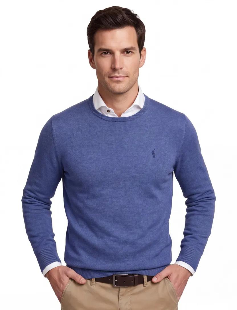 Polo Ralph Lauren trui blauw Classic gemeleerd wol
