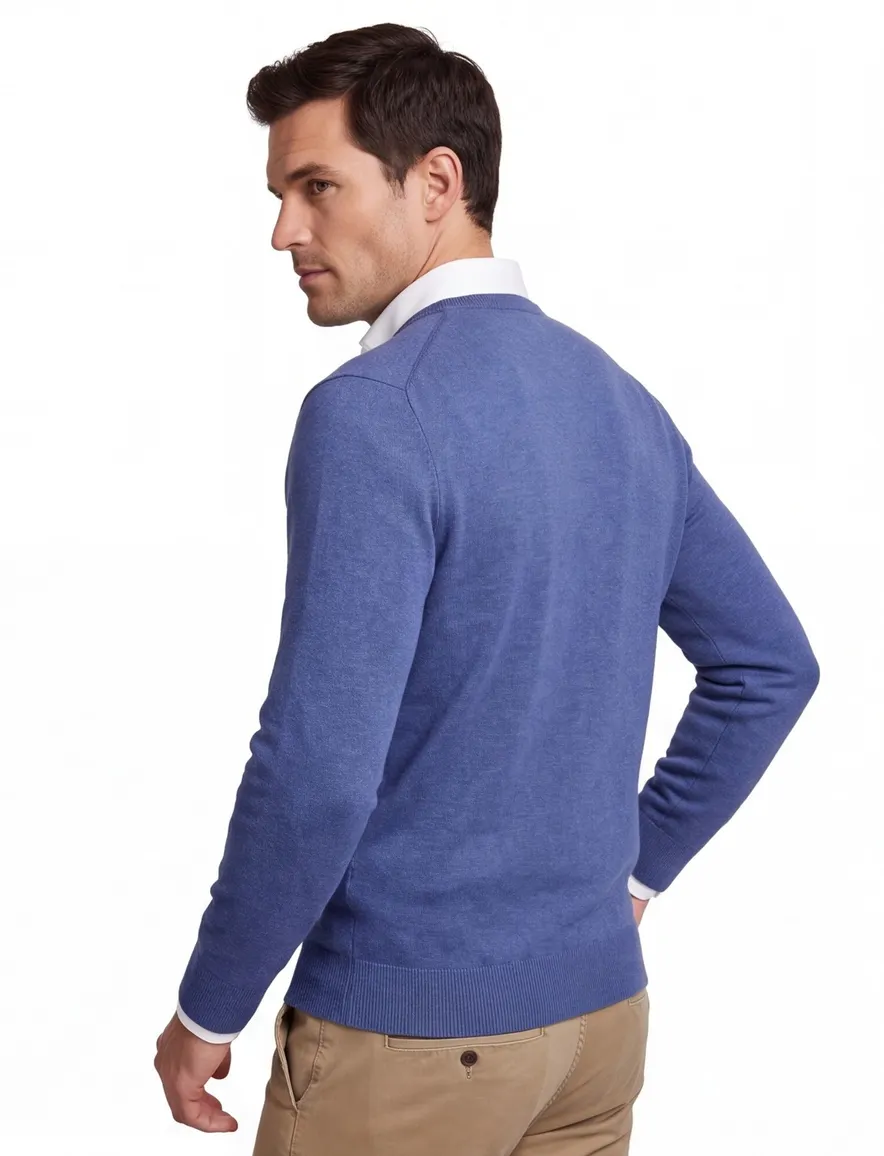 Polo Ralph Lauren trui blauw Classic gemeleerd ronde hals