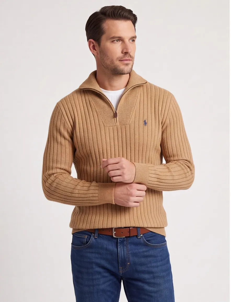 Polo Ralph Lauren half zip trui camel