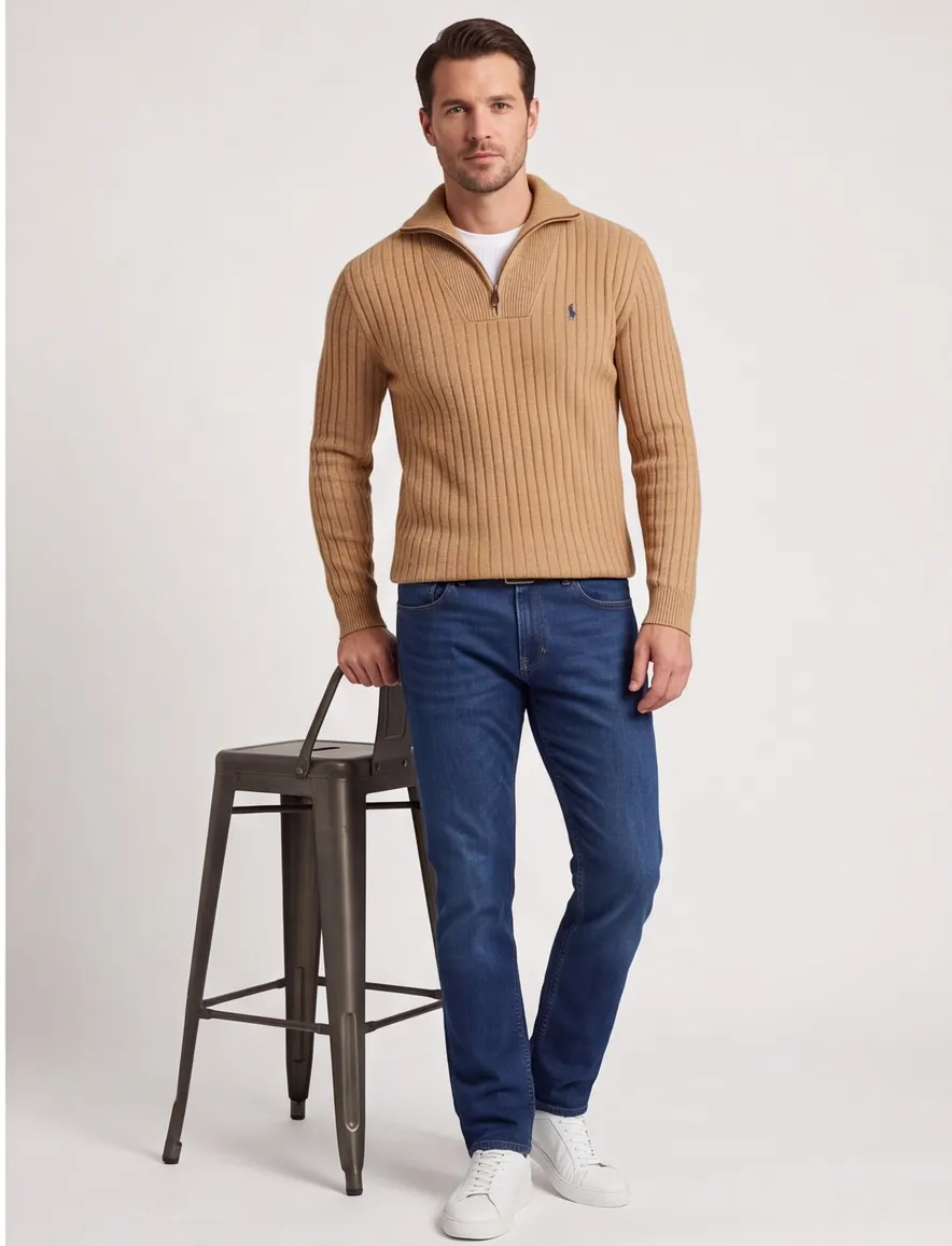 Polo Ralph Lauren half zip trui camel