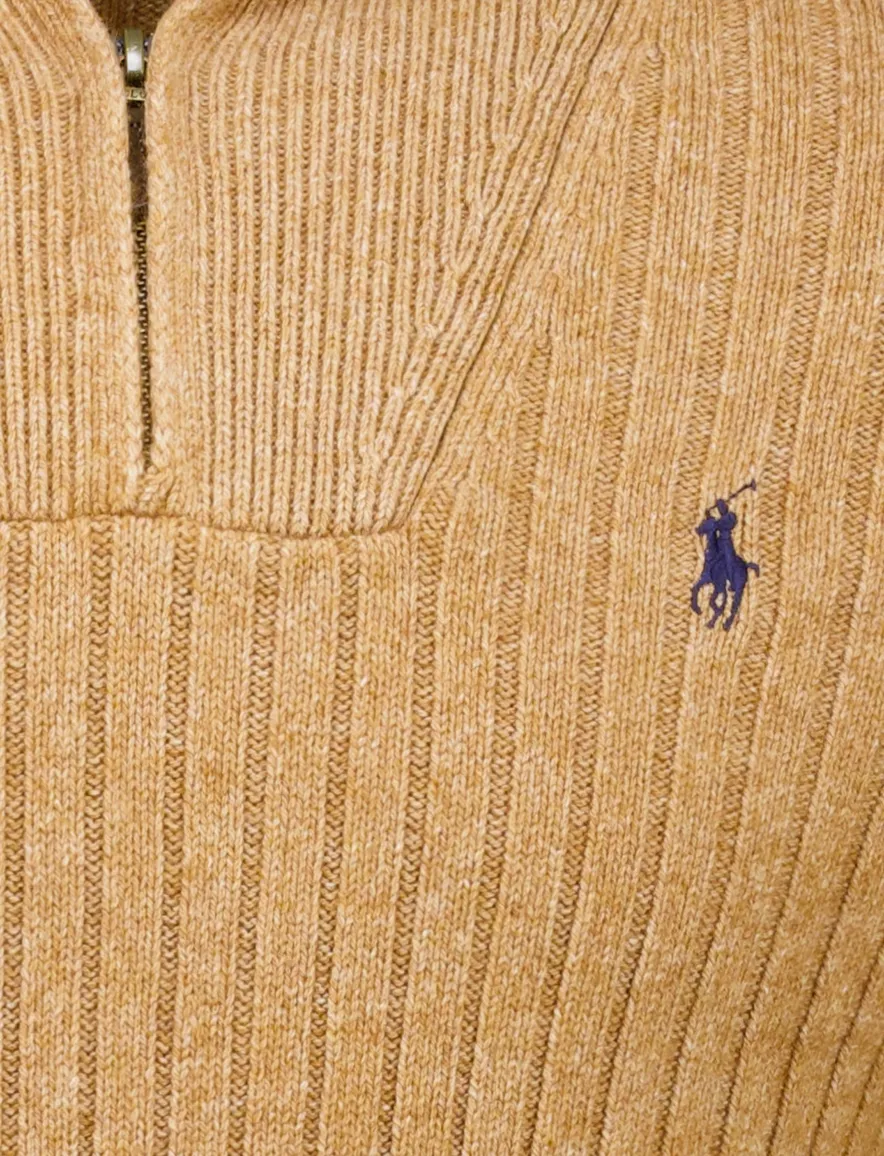 Polo Ralph Lauren half zip trui camel effen