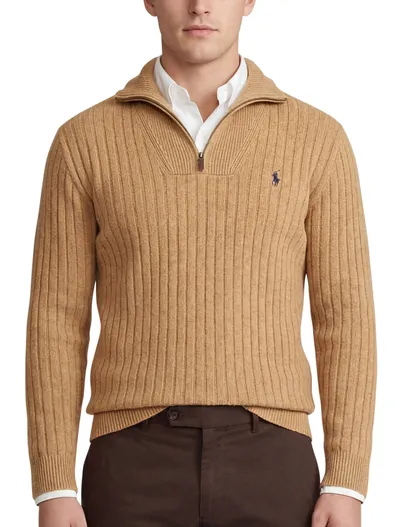 Polo Ralph Lauren Polo Ralph Lauren half zip trui camel effen