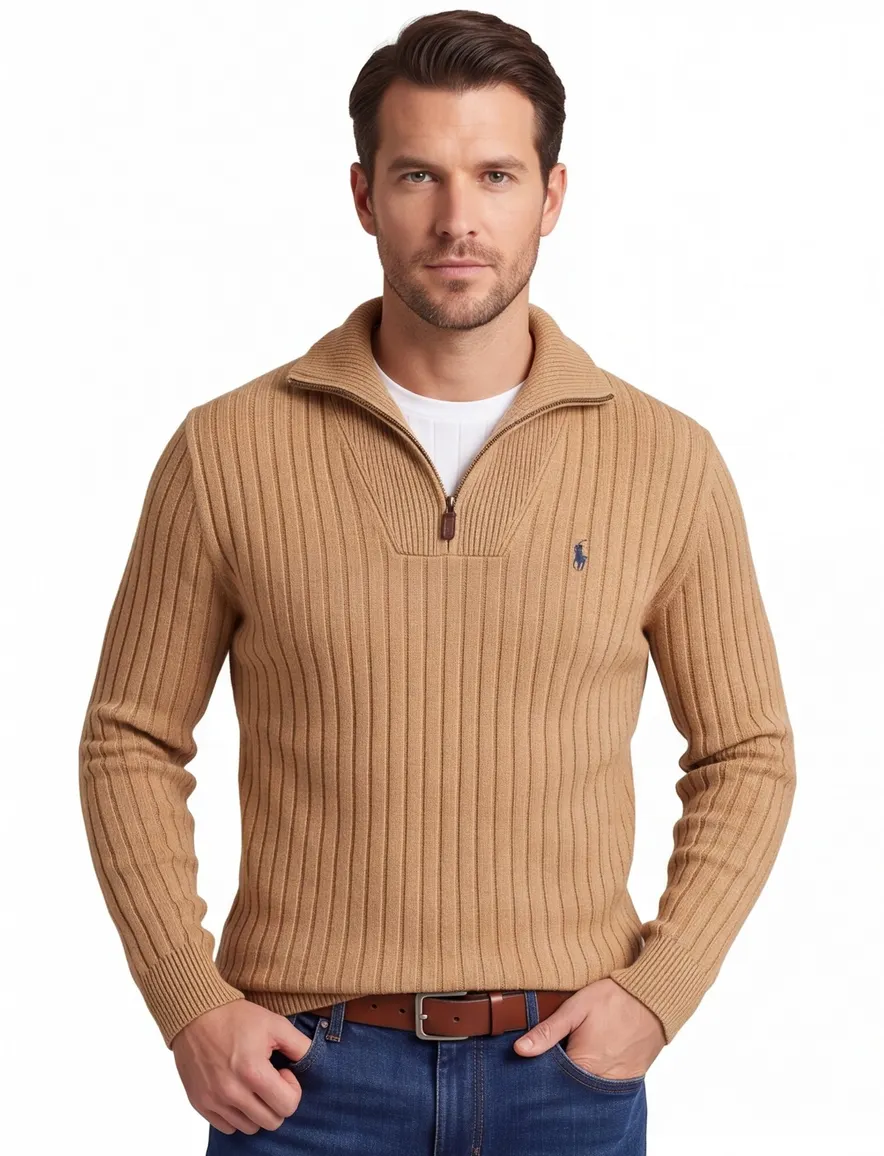 Polo Ralph Lauren half zip trui camel