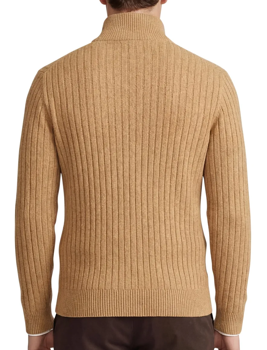 Polo Ralph Lauren half zip trui camel effen