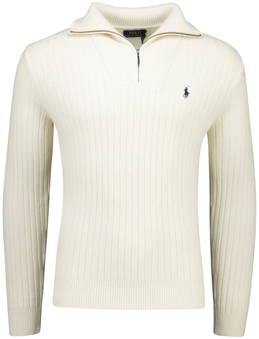 Polo Ralph Lauren half zip trui ecru effen