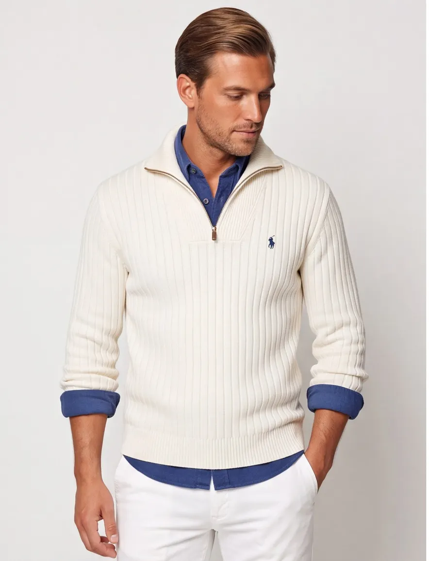 Polo Ralph Lauren half zip trui ecru