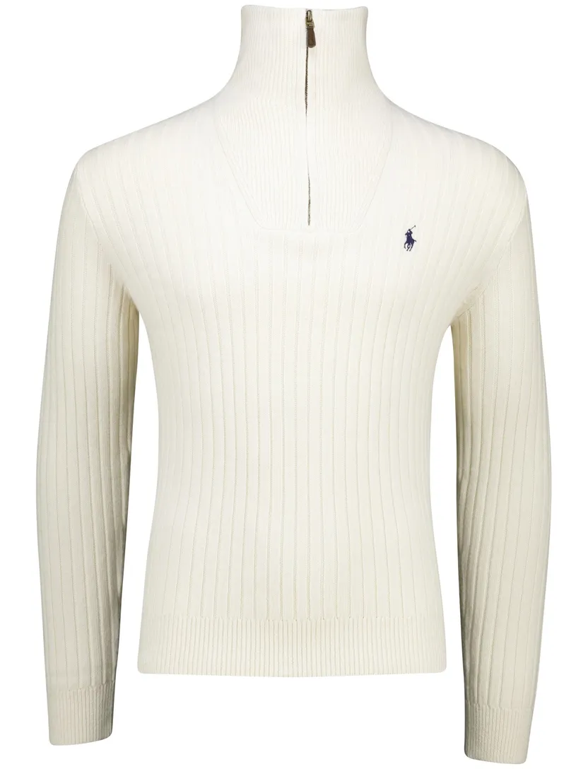 Polo Ralph Lauren half zip trui ecru effen