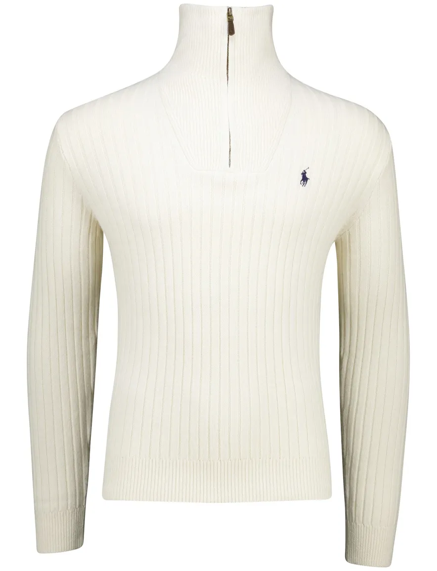 Polo Ralph Lauren half zip trui ecru effen