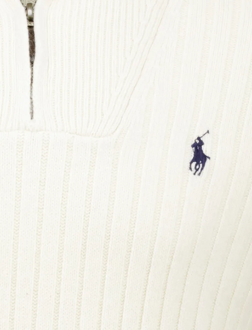 Polo Ralph Lauren half zip trui ecru effen