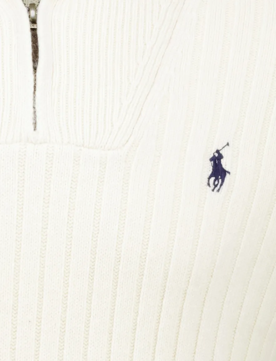 Polo Ralph Lauren half zip trui ecru effen