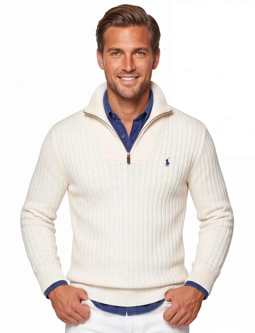 Polo Ralph Lauren half zip trui ecru