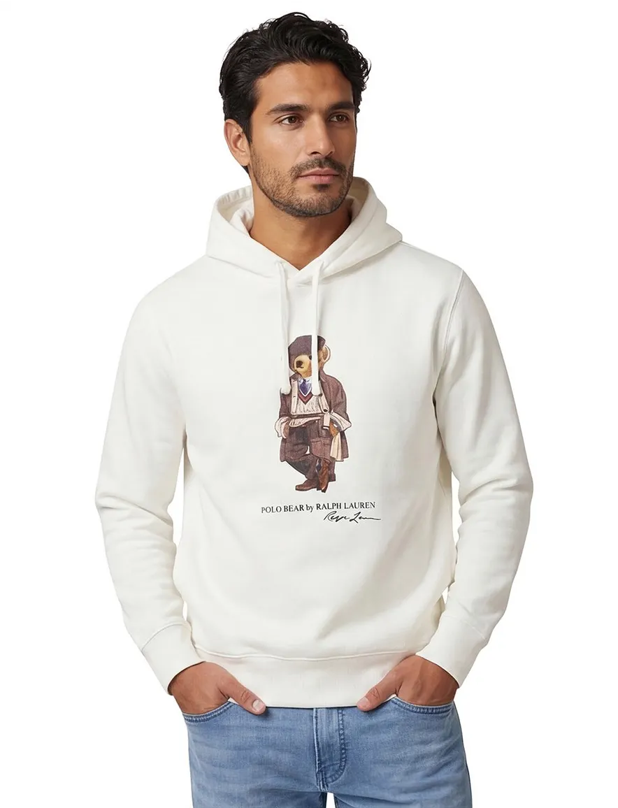 katoenen Polo Ralph Lauren hoodie wit bear print