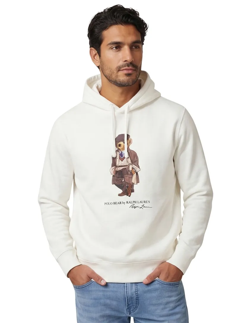 katoenen Polo Ralph Lauren hoodie wit beer met capuchon