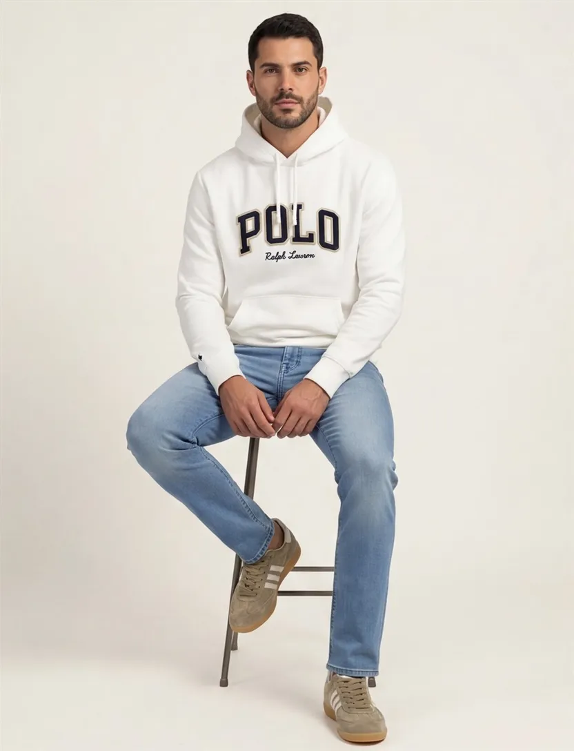 Polo Ralph Lauren hoodie wit met opdruk wijde fit katoen