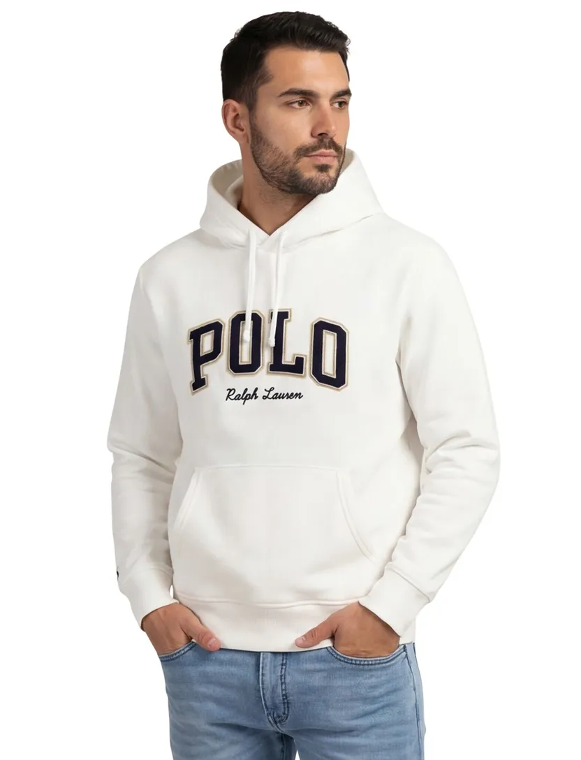 Polo Ralph Lauren hoodie wit met opdruk wijde fit katoen