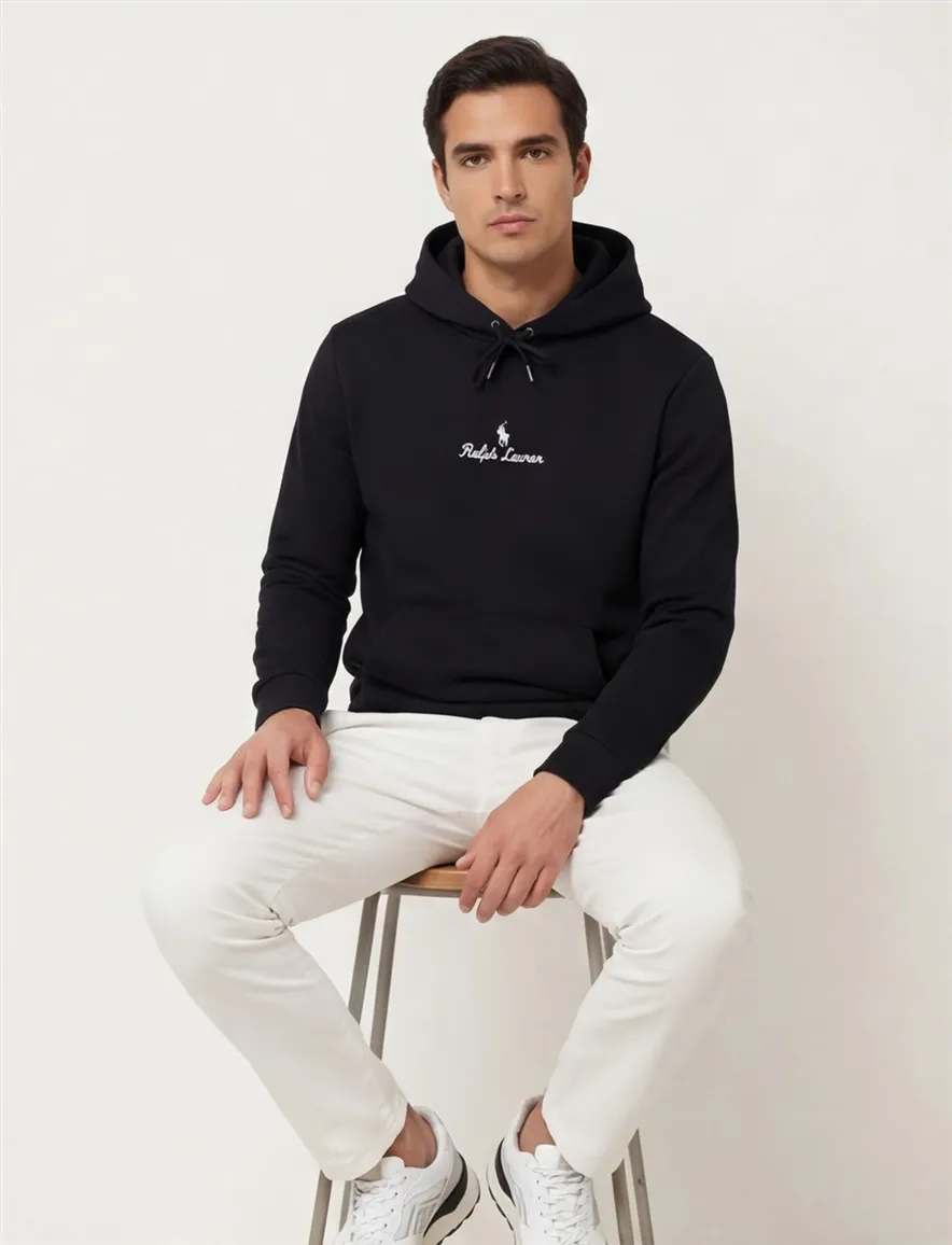 Polo Ralph Lauren hoodie Classic zwart effen met opdruk