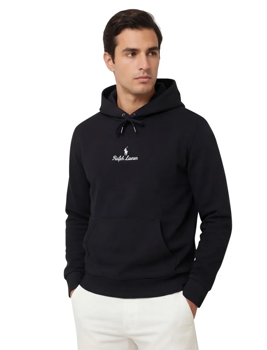 Polo Ralph Lauren hoodie Classic zwart effen met opdruk