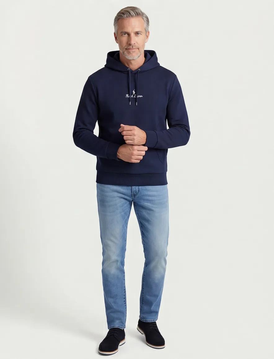 Polo Ralph Lauren hoodie Classic navy effen met opdruk