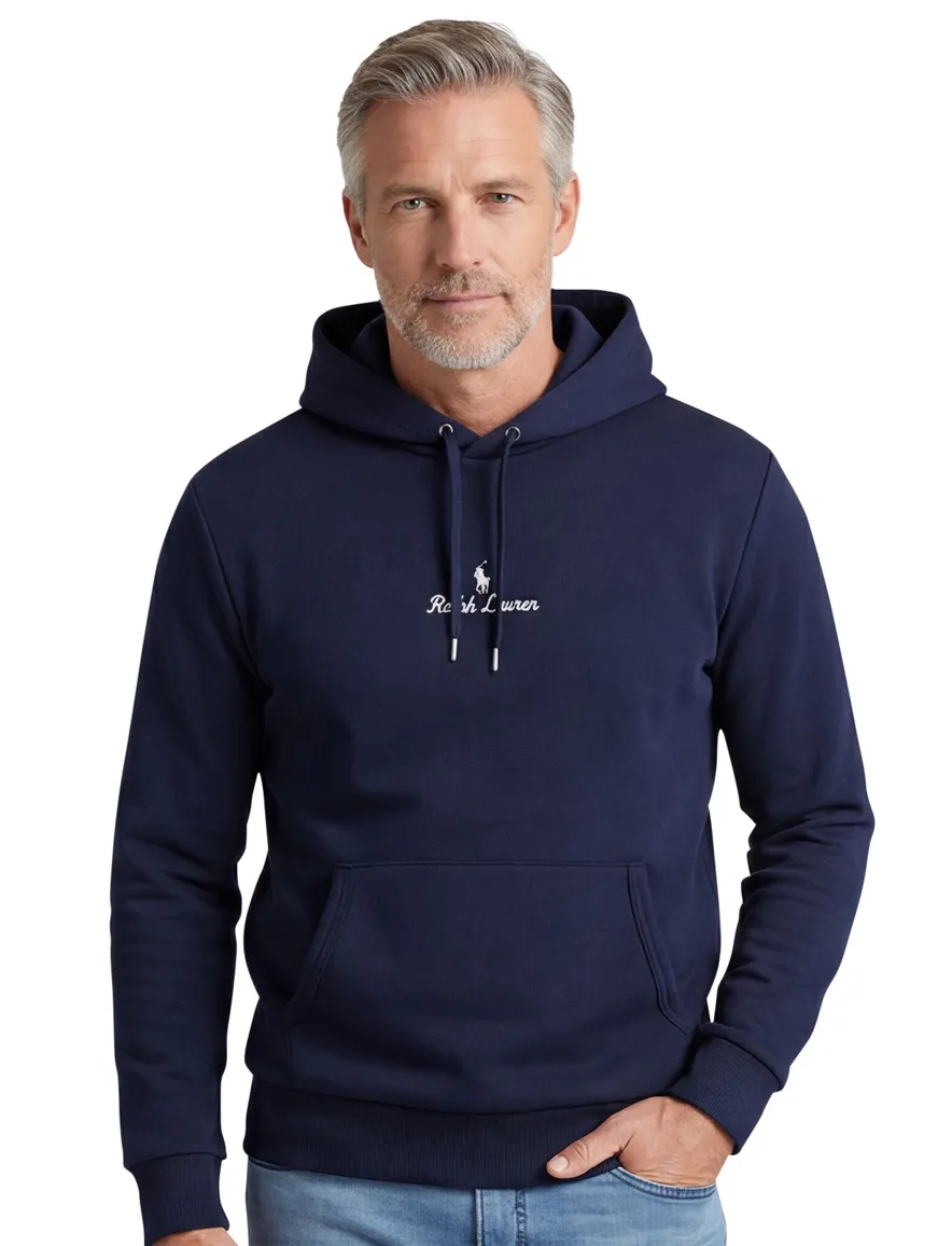 Polo Ralph Lauren hoodie Classic navy effen met opdruk