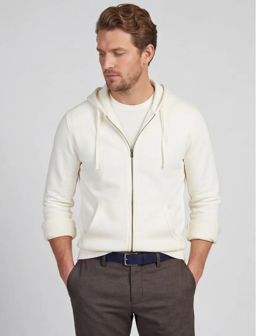 Sweatvest Polo Ralph Lauren met capuchon creme