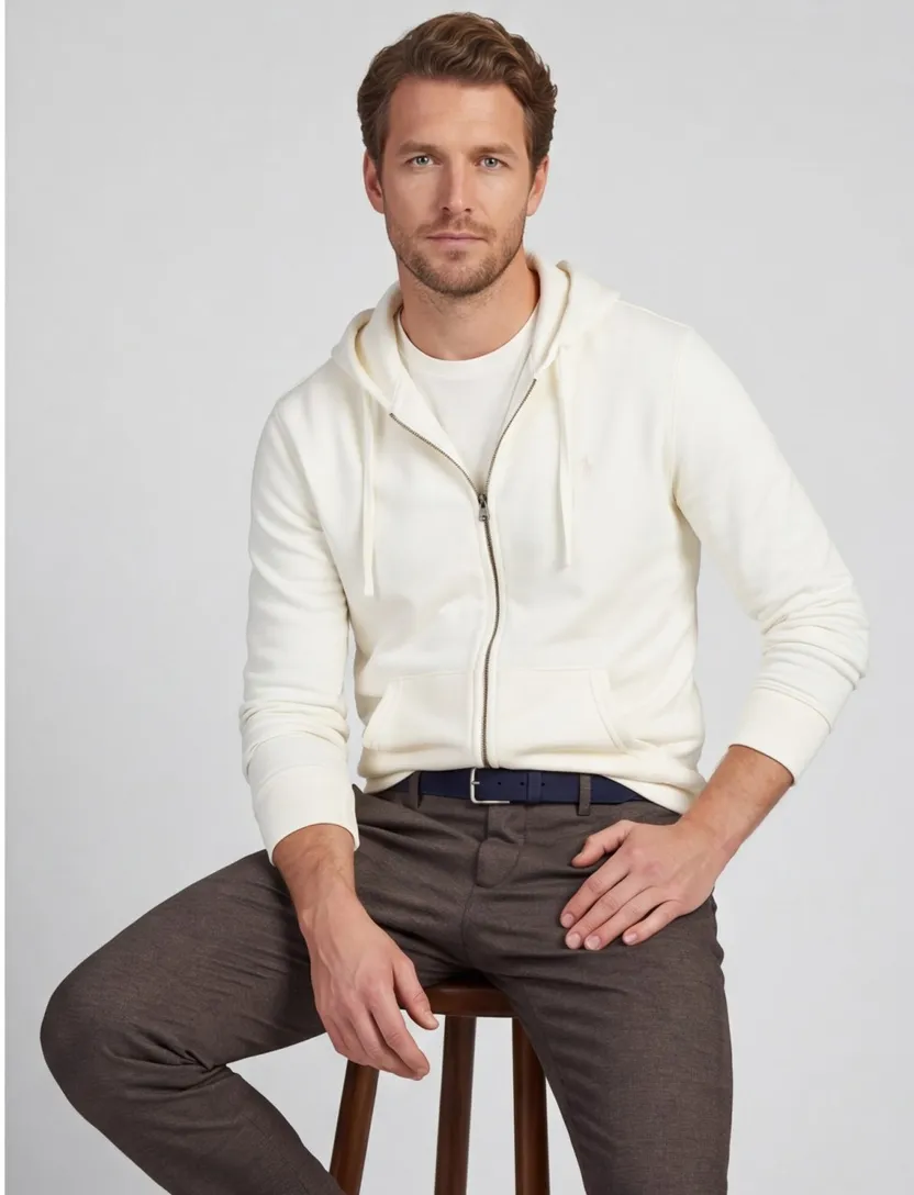 Sweatvest Polo Ralph Lauren met capuchon creme