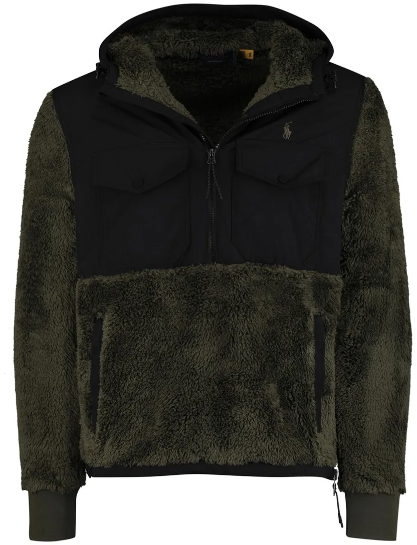 Polo Ralph Lauren Trui Half zip groen teddy dubbele borstzak