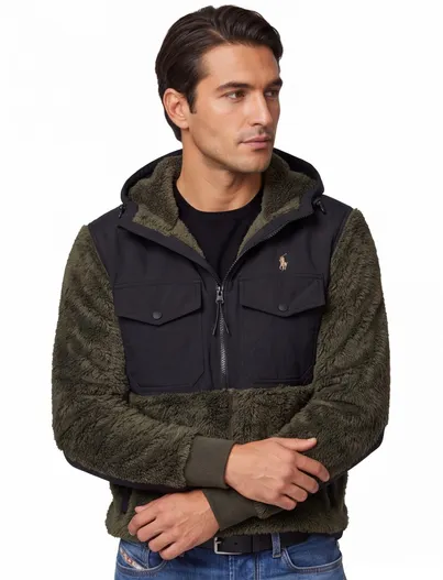 Polo Ralph Lauren Polo Ralph Lauren Trui Half zip groen teddy dubbele borstzak