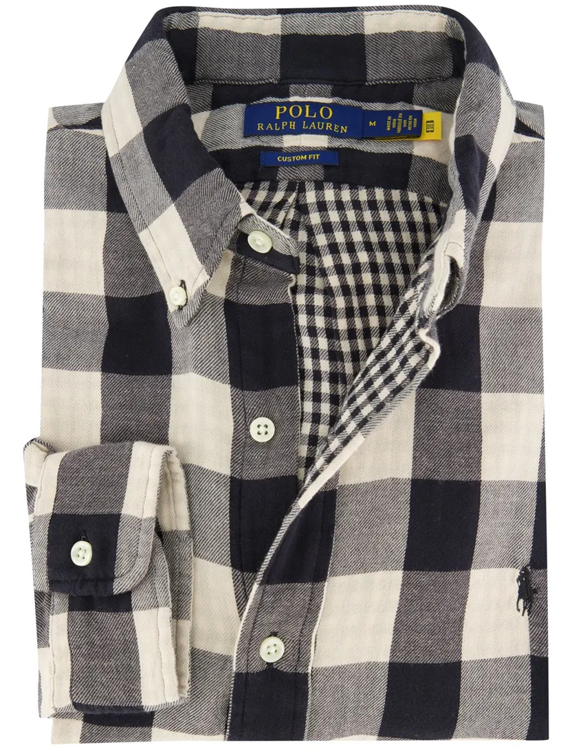 Overhemd Polo Ralph Lauren ecru zwart geruit katoen