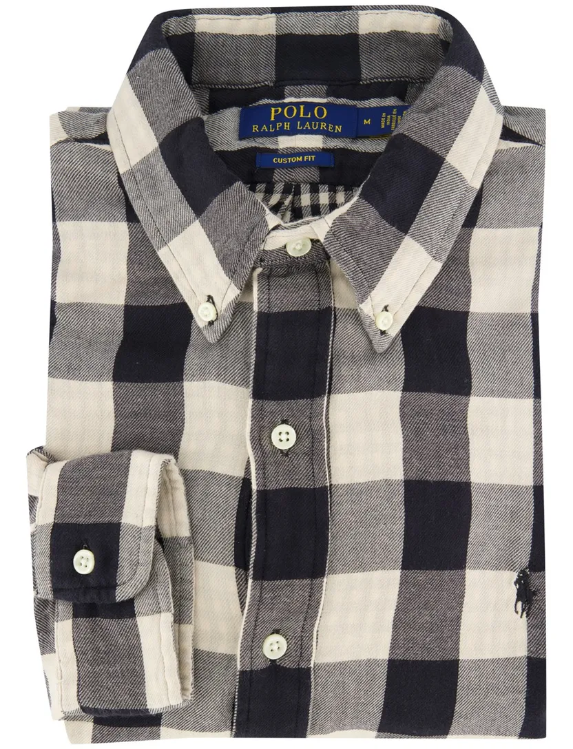 Overhemd Polo Ralph Lauren ecru zwart geruit katoen