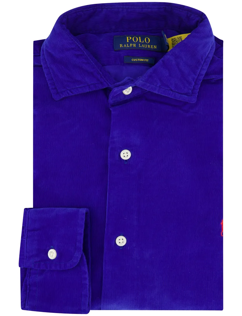 Overhemd Polo Ralph Lauren Custom Fit kobaltblauw corduroy casual